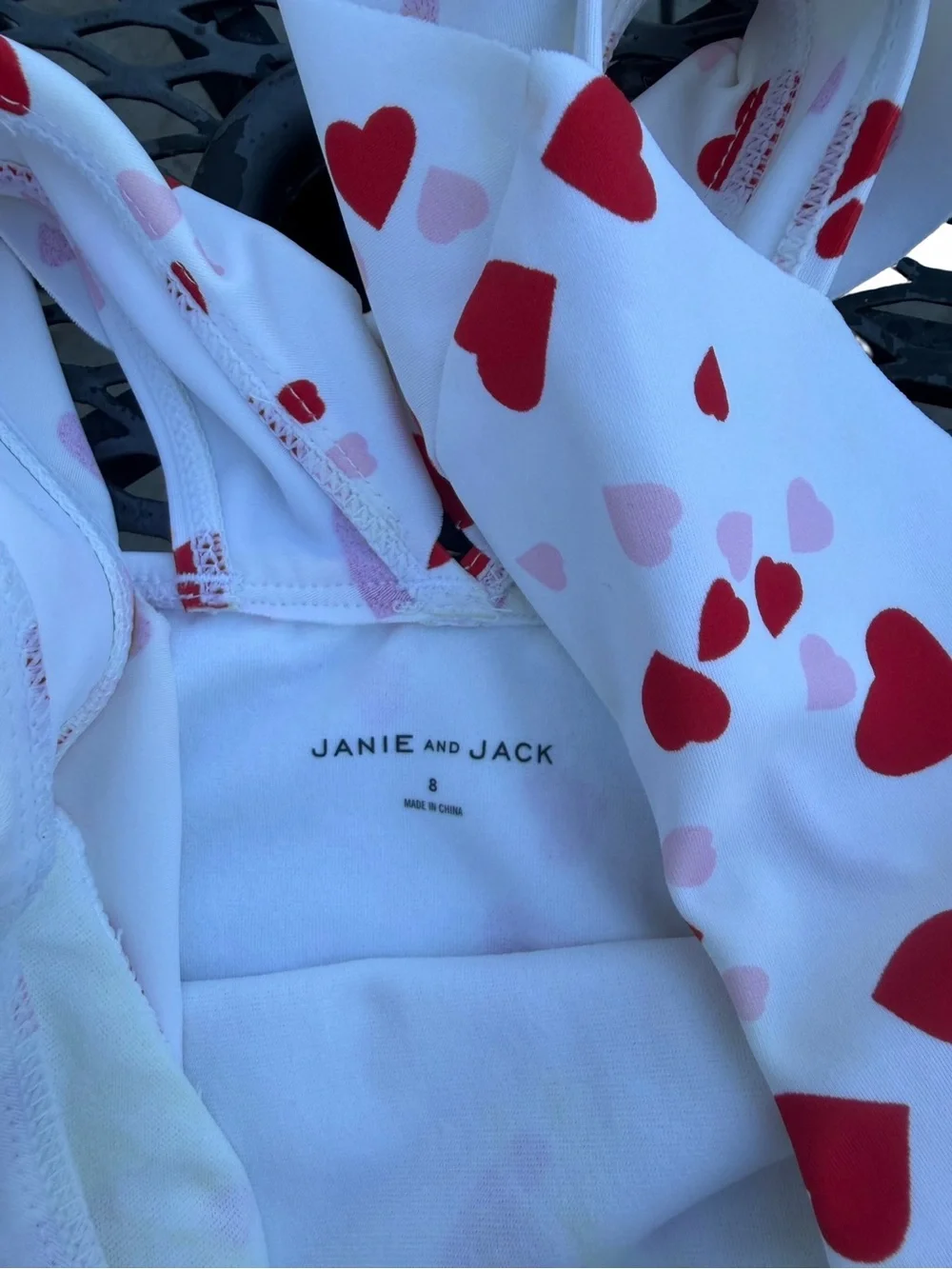 Janie & Jack Heart Print Bow One-Piece Swimsuit